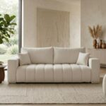 Sofa 3-osobowa 253 cm Vimla kremowa kanapa rozkładana