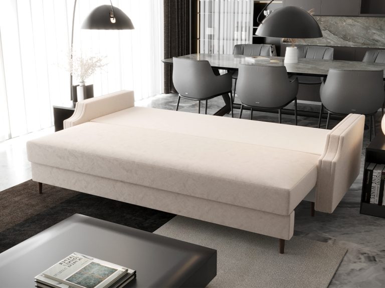Sofa 3 Osobowa 224 cm Kanapa Do Salonu Rozkładana Z Funkcją Spania Pojemnikiem Panama