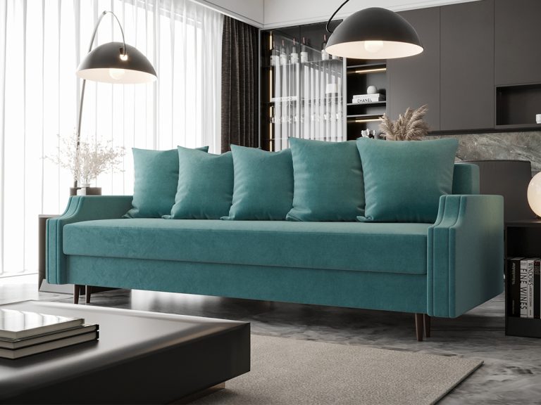 Sofa 3 Osobowa 224 cm Kanapa Do Salonu Rozkładana Z Funkcją Spania Pojemnikiem Panama