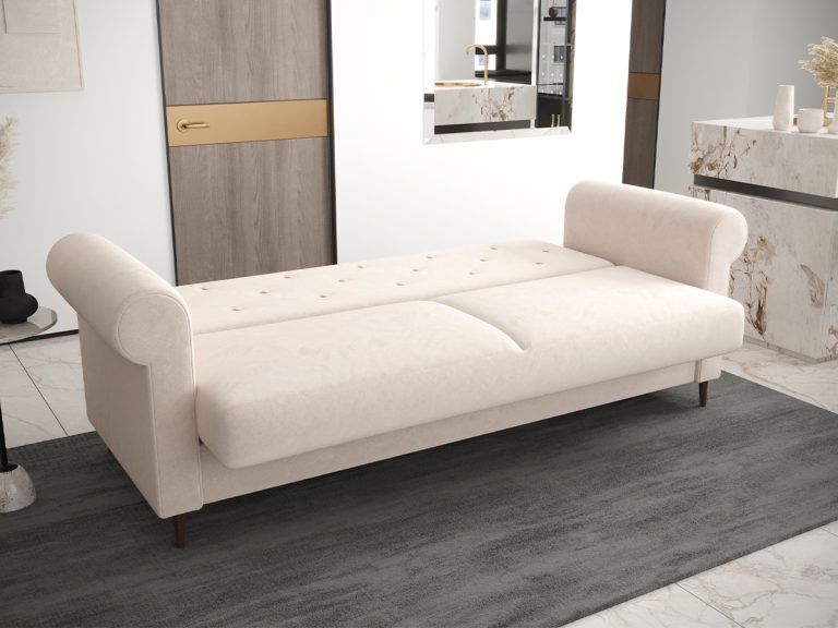 3 Osobowa Sofa 244 cm Do Salonu Elegancka Wygodna Kanapa Rozkładana Z Pojemnikiem Na Pościel Louis
