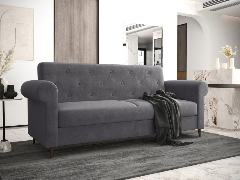 3 Osobowa Sofa 244 cm Do Salonu Elegancka Wygodna Kanapa Rozkładana Z Pojemnikiem Na Pościel Louis