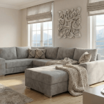 Kadr bokiem w eleganckim salonie Narożnik Duży 304 CM SEUL